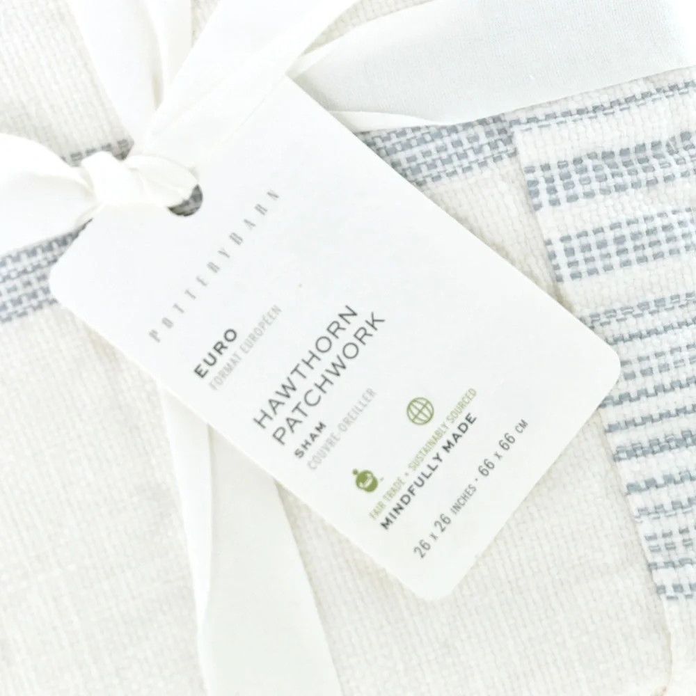 NWT Pottery Barn Hawthorn Handcrafted Patchwork Cotton Quilted Shams - (2) Euro